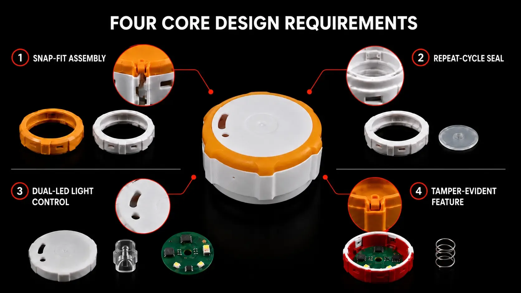 Smart pill cap four core design requirements